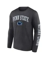 Men's Fanatics Heather Charcoal Penn State Nittany Lions Distressed Arch Over Logo Long Sleeve T-shirt