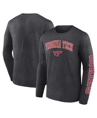 Men's Fanatics Heather Charcoal Virginia Tech Hokies Distressed Arch Over Logo Long Sleeve T-shirt