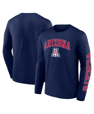 Men's Fanatics Navy Arizona Wildcats Distressed Arch Over Logo Long Sleeve T-shirt