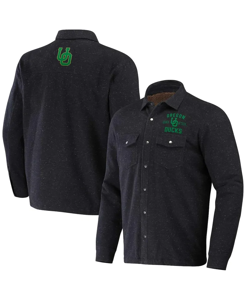 Men's Darius Rucker Collection by Fanatics Heather Charcoal Oregon Ducks Sherpa-Lined Full-Snap Shacket