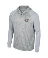 Men's Colosseum Gray Auburn Tigers Cybernetic Raglan Quarter-Zip Hooded Top