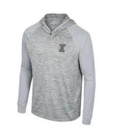 Men's Colosseum Gray Illinois Fighting Illini Cybernetic Raglan Quarter-Zip Hooded Top