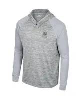 Men's Colosseum Gray Notre Dame Fighting Irish Cybernetic Raglan Quarter-Zip Hooded Top