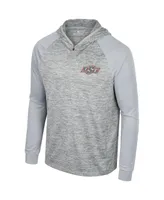 Men's Colosseum Gray Oklahoma State Cowboys Cybernetic Raglan Quarter-Zip Hooded Top