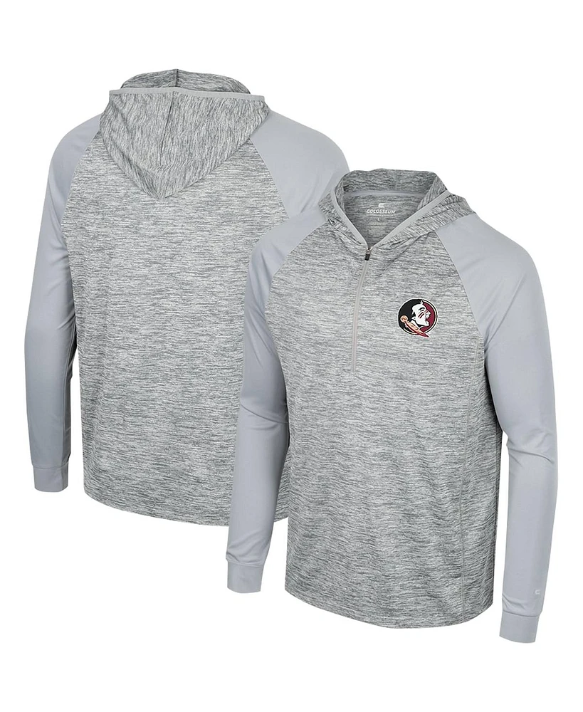 Men's Colosseum Gray Florida State Seminoles Cybernetic Raglan Quarter-Zip Hooded Top