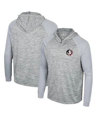 Men's Colosseum Gray Florida State Seminoles Cybernetic Raglan Quarter-Zip Hooded Top