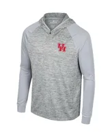 Men's Colosseum Gray Houston Cougars Cybernetic Raglan Quarter-Zip Hooded Top