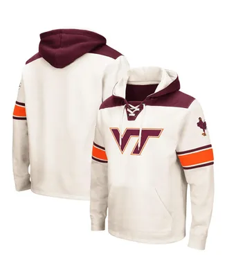 Men's Colosseum Cream Virginia Tech Hokies Lace-Up 2.0 Pullover Hoodie