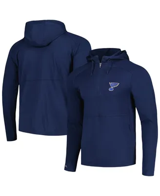 Men's Antigua Heather Navy St. Louis Blues Spikes Raglan Quarter-Zip Hoodie