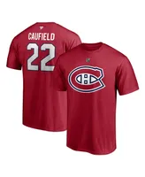 Men's Fanatics Cole Caufield Red Montreal Canadiens Authentic Stack Name and Number T-shirt