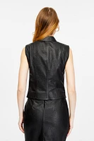 Furniq Uk Women's Genuine Leather Waistcoat, Crocodile Black