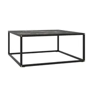 Coffee Table Black with Black Marble Glass 31.5"x31.5"x13.8"