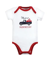 Hudson Baby Infant Boy Cotton Bodysuits, Valentine Truck, 3-Pack