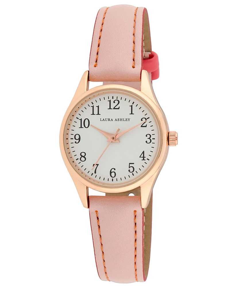 Laura Ashley Women's Quartz Pink Faux Leather Watch 30mm