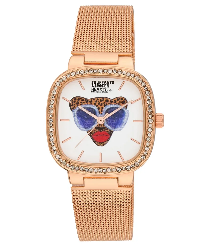 Kendra Dandy Women's Quartz Bouffants and Broken Hearts Rose Gold-Tone Mesh Alloy Watch 32mm