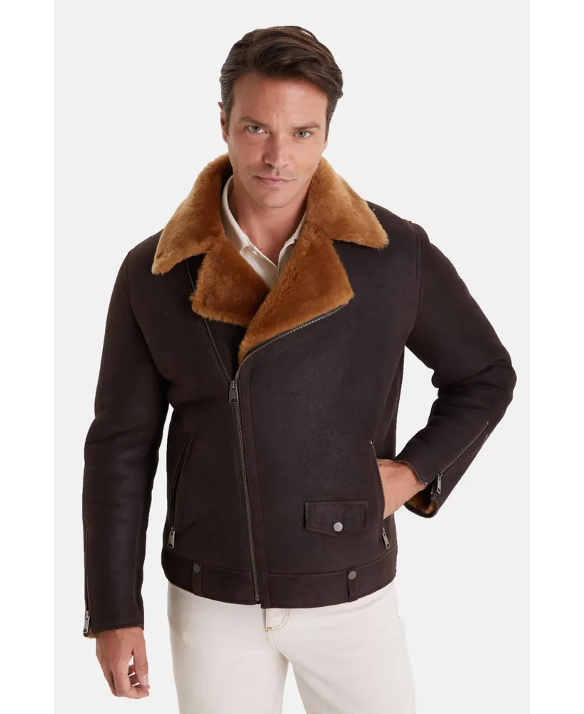 Men's Fashion Jacket, Washed Brown With Ginger Wool