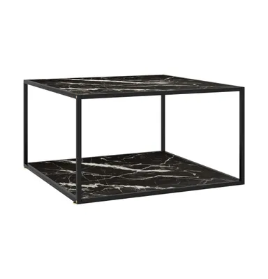 Coffee Table Black with Black Marble Glass 35.4"x35.4"x19.7"