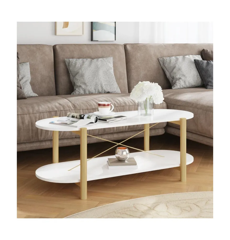 Coffee Table White 43.3"x18.9"x15.7" Engineered Wood