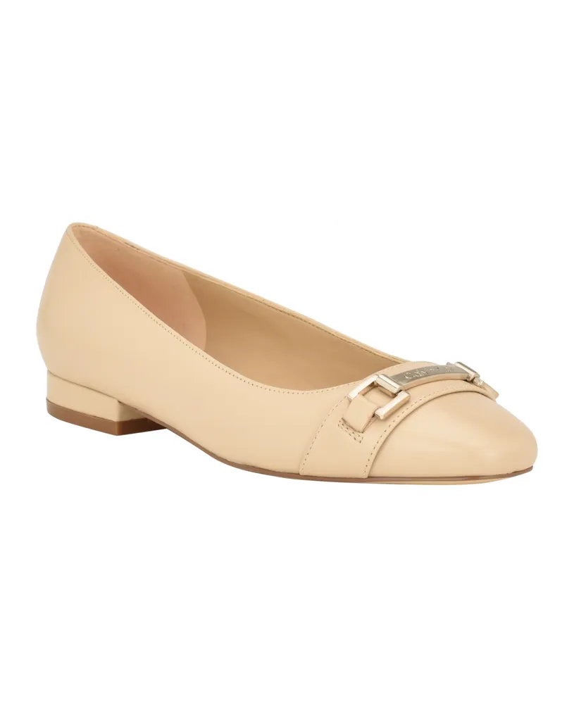 Calvin Klein Women's Crystil Tailored Ballet Flat - Light Natural