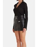 Furniq Uk Women's Leather Fashion Skirt, Black