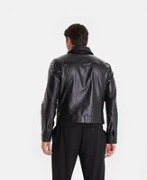 Furniq Uk Men's Leather Jacket, Nappa Black