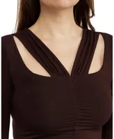 Bebe Women's Cut Out Ruched Top