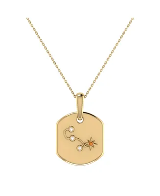 LuvMyJewelry Scorpio Design 14K Yellow Gold Citrine Stone Diamond Tag Pendant Necklace