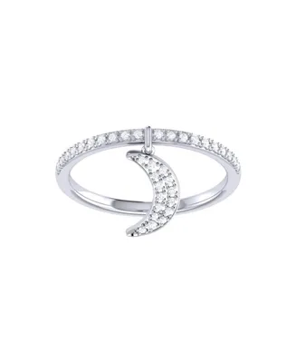 LuvMyJewelry Moonlit Design Sterling Silver Diamond Charm Women Ring