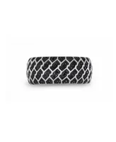 LuvMyJewelry Fast Track Design Tire Tread Rhodium Plated Sterling Silver Black Diamond Ring