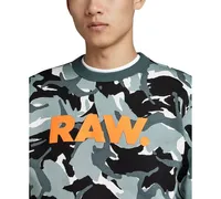 G-Star Raw Men's Classic Fit Camo Print Crewneck Logo Sweatshirt