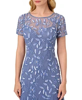 Adrianna Papell Floral-Beaded Gown