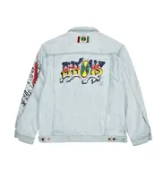 Cross Colours Mens Oversize Denim Graffiti Jacket