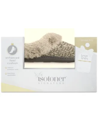Isotoner Signature Women's Samantha Sweater Knit Hoodback Boxed Slippers