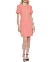 Tommy Hilfiger Women's Short-Sleeve Scuba-Crepe A-Line Dress