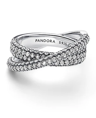 Pandora Timeless Sterling Silver Pave Crossover Dual Band Ring