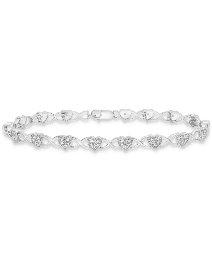 Diamond Heart Link Bracelet (1/10 ct. t.w.) in Sterling Silver, Created for Macy's