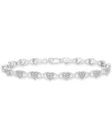 Diamond Heart Link Bracelet (1/10 ct. t.w.) in Sterling Silver, Created for Macy's