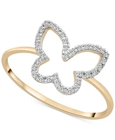 Wrapped Diamond Butterfly Openwork Ring (1/20 ct. t.w.) in 10k Gold, Created for Macy's