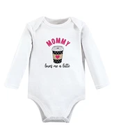 Hudson Baby Baby Girls Hudson Cotton Long-Sleeve Bodysuits, Mommy Latte, 9-12 Months