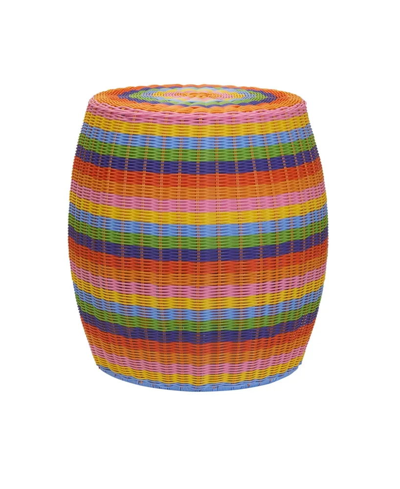 Household Essentials Handwoven Resin Barrel Side Table