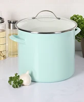 Martha Stewart Collection Thayer Enamel On Steel 12 Quart Stock Pot with Metal Lid