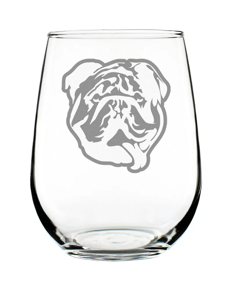 Bevvee English Bulldog Face Bulldog Dog Gifts Stem Less Wine Glass, 17 oz