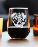 Bevvee English Bulldog Face Bulldog Dog Gifts Stem Less Wine Glass, 17 oz