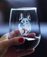 Bevvee German Shepherd Face Dog Gifts Stem Less Wine Glass, 17 oz
