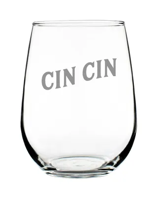 Bevvee Cheers Italian Cin Cin Italy Gifts Stem Less Wine Glass, 17 oz