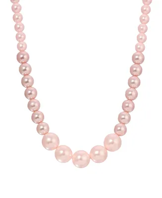 2028 Imitation Pink Pearl Strand Necklace