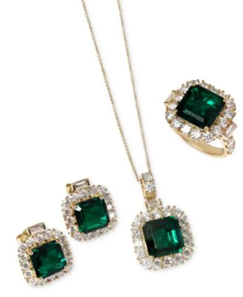 Effy Lab Grown Emerald Lab Grown Diamond Halo Jewelry Collection In 14k Gold