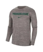 Men's Nike Heather Gray Michigan State Spartans Team Velocity Performance Long Sleeve T-shirt