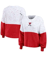Women's Wear by Erin Andrews White, Red Chicago Bulls Color-Block Pullover Sweater