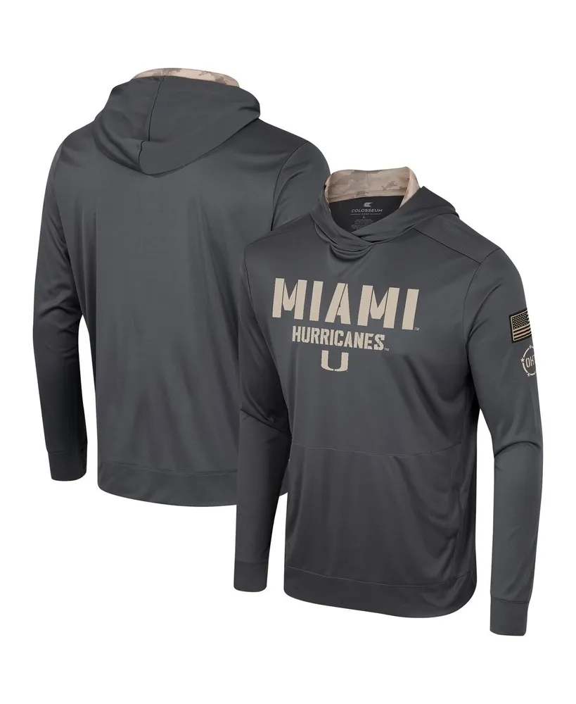 Men's Colosseum Charcoal Miami Hurricanes Oht Military-Inspired Appreciation Long Sleeve Hoodie T-shirt